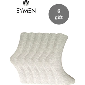 Eymen Socks 6'lı Paket Unisex Kolej & Tenis Çorabı Düz Renk Gri | Pamuklu Uzun (Kadın & Erkek)