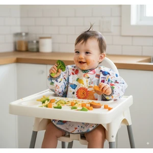 Jungle, Sıvı Geçirmez, Cepli, Makinede Yıkanabilir, Uzun Kollu Bebek Önlüğü