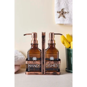 Rame Eskitme Metal Standlı Retro 2 Li Sıvı Sabunluk 500 ml