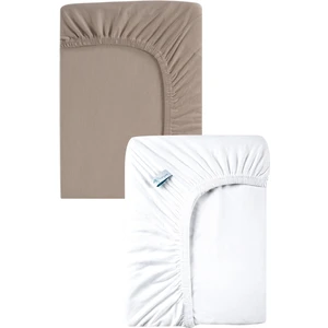 60X120CM %100 Pamuk Kahve - Beyaz Lastikli Bebek Çarşafı