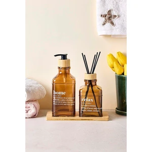 Rogan Amber 2 Li Bambu Tepsili Sıvı Sabunluk Seti