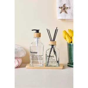 Rogan 2 Li Bambu Tepsili Sıvı Sabunluk Seti