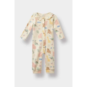 Kız Bebek Yenidoğan Hayvan Desenli Fitilli Kaşkorse Uzun Kollu Tulum F2187A525AU