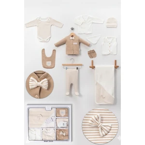 Erkek Bebek Organik %100 Pamuk Yenidoğan Kutulu 10 Parça Hastane Çıkış Seti