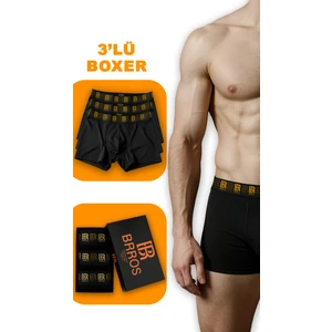 Erkek 3'lü Premium Pamuk Likralı Esnek Kumaş Boxer