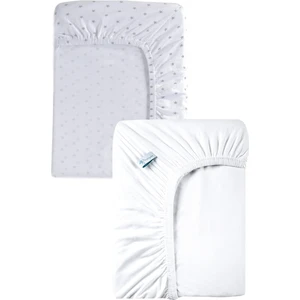 Mama Padre 60X120CM %100 Pamuk Yıldız Desenli - Beyaz 2 Adet Lastikli Çarşaf