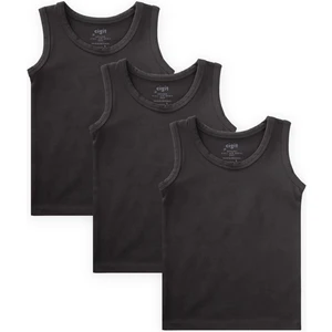 Üçlü Geniş Askılı Atlet Set 2-9 Yaş Siyah