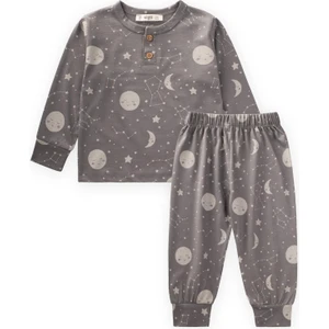 Baskılı Pijama Takım 1-8 Yaş Gri