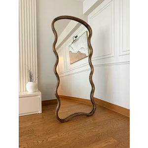 Effe Yapı Dekor Doğal Ahşap Çerçeveli Bulut Model Ayaklı Boy Aynası 180 x 80 cm Ceviz Renk Asimetrik Tasarım