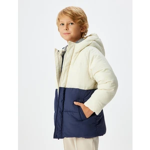 Şişme Mont Kapşonlu Cep Detaylı Rüzgar Kapaklı