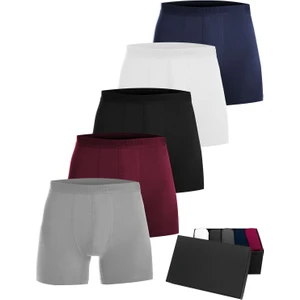 Premium 5’li Erkek Modal Boxer - Hediye Kutulu, Ultra Yumuşak Modal Kumaş, Esnek Kalıp, Etiketsiz ve Kaliteli Boxer