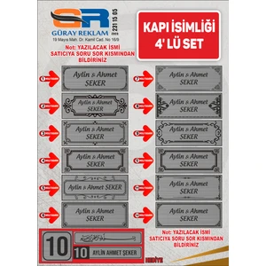 Kapı İsimlik 4'lü Set Kapı İsimlik