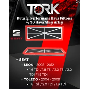 Seat Leon- Toledo (1.6 Tdi̇-1.9 Tdi̇-2.0 Tdi̇)Performans Hava Filtresi-(%30 Hava Akış Artışı)
