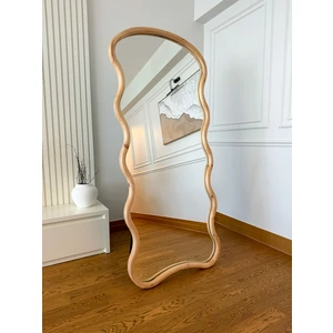 Doğal Ahşap Çerçeveli Bulut Model 180X80 cm ( Naturel ) Ayaklı Boy Aynası