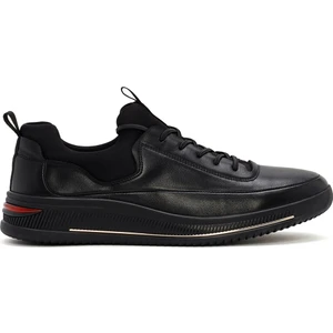 Erkek Siyah Bağcıklı Deri Sneaker 25WFD691418