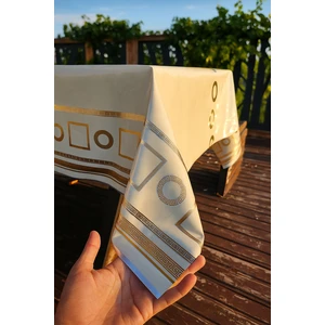 Lüks Desenli Altın Yaldızlı Su Geçirmez Pvc Masa Örtüsü Modern Şık Tasarım Kolay Silinebilir Sofra