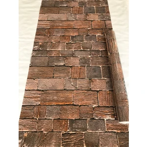 Doğal Taş Görünümlü Kahverengi 3D 5m2 Duvar Kağıdı