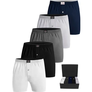 Premium 5'li Erkek Boxer Düğmeli, Süprem -  Hediye Kutulu, %100 Pamuk, Ultra Yumuşak Kumaş, Rahat Kalıp, Etiketsiz ve Kaliteli İç Giyim