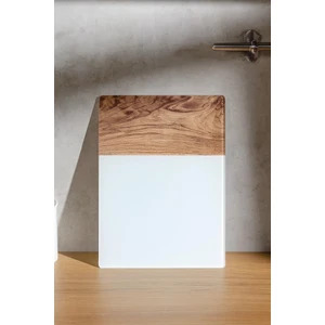 Temperli Cam Kesme Tahtası Beyaz- Ahşap Kesme Tahtası Sunum Tahtası Cam Doğrama Tahtası 25X35 cm