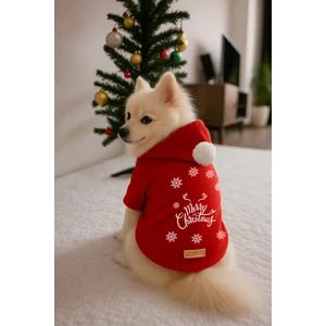 Kapişonlu Sweatshirt Köpek ve Kedi Yılbaşı Kıyafeti - Yılbaşı Özel Noel Baba
