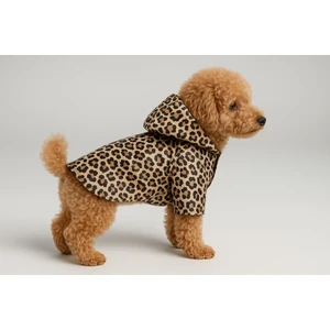 Kedi ve Köpek Kıyafeti & Elbisesi & Yağmurluğu - Leopar Baskılı Fileli Yağmurluk