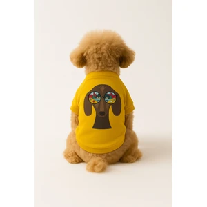 Kedi ve Köpek Kıyafeti & Elbisesi - Sarı Sweatshirt Manzara Gözlüklü Köpek