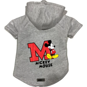Kapişonlu Polar Sweatshirt Köpek ve Kedi Kıyafeti & Elbisesi - Gri Yeni Mickey 2