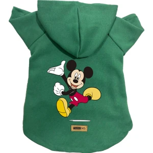 Kapişonlu Polar Sweatshirt Köpek ve Kedi Kıyafeti & Elbisesi - Yeşil Yeni Mickey