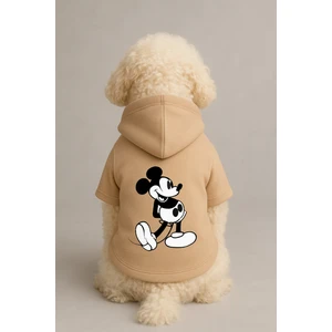 Kapişonlu Sweatshirt Köpek ve Kedi Kıyafeti   Pudra Mickey Mouse