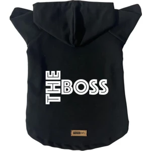 Kapişonlu Sweatshirt Köpek ve Kedi Kıyafeti & Elbisesi - Siyah The Boss