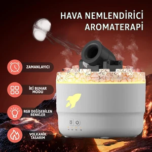 Volkanik Lav Efektli Topçu Tasarım Aromaterapi Hava Nemlendirici – Renkli LED Işıklı, Sessiz Çalışan, Su Bittiğinde Otomatik Kapanan Difüzör – Ev & Ofis Kullanımı Için