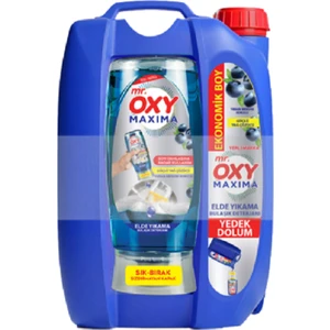 Mr. Oxy Maxıma Elde Yıkama Bulaşık Deterjanı Yedek Dolum 3500 ml +500 ml Yaban Mersini Kokulu (Mavi)