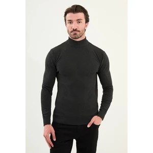 Desenli Slim Fit Yarım Balıkçı Yaka Erkek Triko Kazak