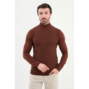 Desenli Slim Fit Yarım Balıkçı Yaka Erkek Triko Kazak