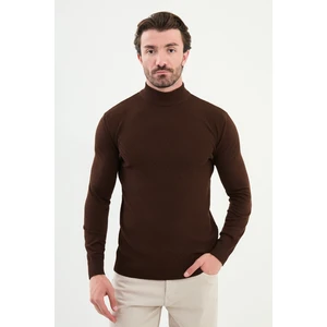 Desenli Slim Fit Yarım Balıkçı Yaka Erkek Triko Kazak