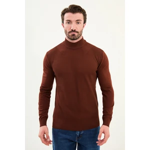 Çizgili Slim Fit Yarım Balıkçı Yaka Erkek Triko Kazak