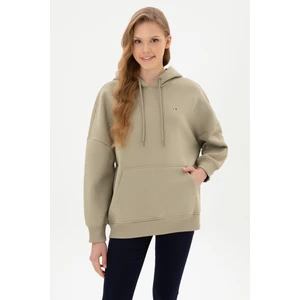 U.S. Polo Assn. Kadın Açık Haki Şardonlu Kapüşonlu Sweatshırt 50313567-VR183