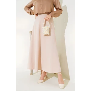 Kadın Scuba Krep Bel Lastikli Kiloş Etek Siyah