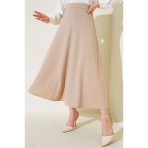 Kadın Siyah Scuba Krep Kumaş Kloş Tesettür ve Günlük Etek BOY:94-95CM