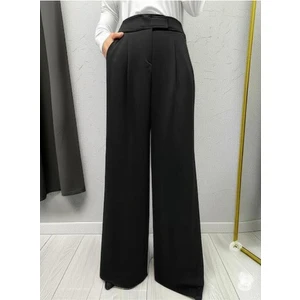 Scuba Krep Önden Pileli Beli Çırt Kapamalı Palazzo Pantolon