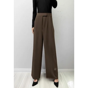 Scuba Krep Önden Pileli Beli Çırt Kapamalı Palazzo Pantolon