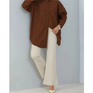 Kadın Siyah Likralı Ispanyol Paça Pantolon