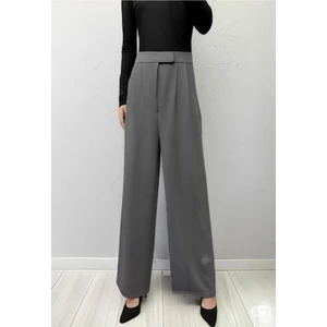 Scuba Krep Önden Pileli Beli Çırt Kapamalı Palazzo Pantolon