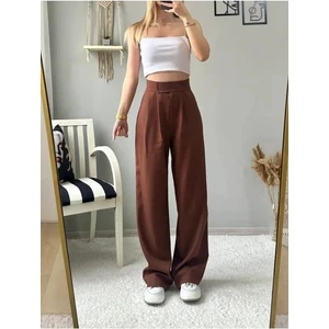 Giyim Cırt Cırtlı Bol Paça Plazzo Pantolonkadın Yüksek Bel Beli Cırt Kapamalı Palazzo Pantolon