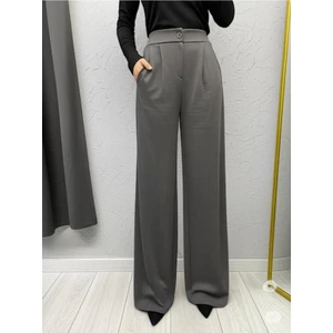 Scuba Krep Önü Pileli Palazzo Pantolon