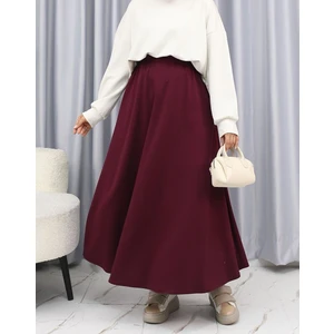 Kadın Scuba Krep Bel Lastikli Kiloş Etek Siyah