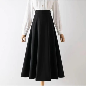 Kadın Scuba Krep Bel Lastikli Kiloş Etek Siyah