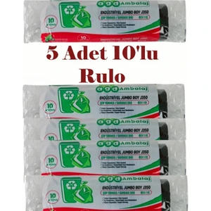 Agd Endüstriyel Jumbo Boy Çöp Torbası – 80X110 Cm, 5 Paket (Toplam 50 Adet), Siyah, Dayanıklı, Sızdırmaz