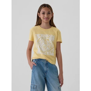 Kız Çocuk Sarı Grafikli T-Shirt