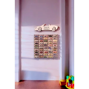 Oyuncak Araba Rafı 50'li Beyaz Hotwheels ve (Hotwheels Arabaları Için Uygundur)